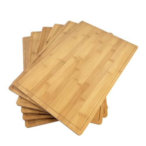Set de 6 tablas grandes de cortar de bambú con ranura