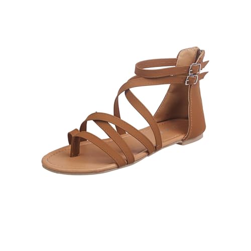 Womens Gladiator Strap Sandals Elastic Strappy String Thong Ankle Strap Flip Flops Bungalow Sandal Summer Beach Shoes