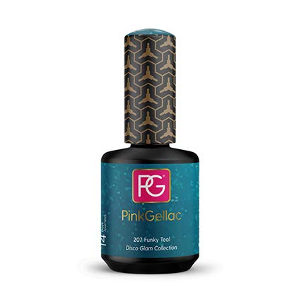 Pink Gellac Shellac Gel Nagellack 15 ml für UV LED Lampe | 207 Funky Teal Blau Türkis mit Glitzer| Gel Nail Polish for… – Bild 3