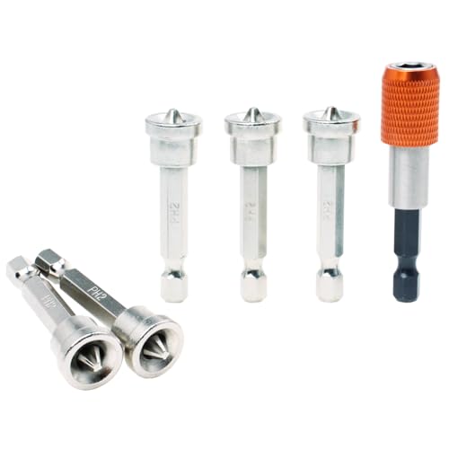 AUTOTOOLHOME 6pcs Drywall Screw Bit Magnetic Drywall Screw Setter Driver Bits for Plasterboard with 2' Quick Change Drill Bit Holder Positioning Bits Batch Head