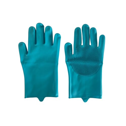 1 Par De Luvas Banho E Tirar Pelos De Pet Cão Gato Silicone Multifuncional Limpeza (Azul/Verde)