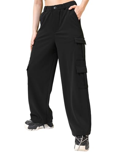 Image of Tokyo Talkies Pure Cotton Straight Wide Leg Cargo Pants |Relaxed Fit Utility Trousers