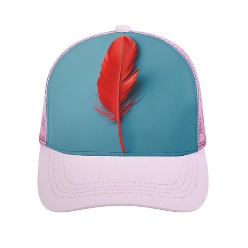 Casquette à plumes rouges réglable avec maille respirante anti-transpiration pour le sport