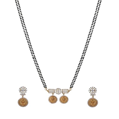 Dhriti Coin Antique Black Beads Mangalsutra Necklace Set | Indian Jewelry Set for Women | Perfect for Ethnic Occasions | Traditional South Indian Necklace | 1 Year Warranty*