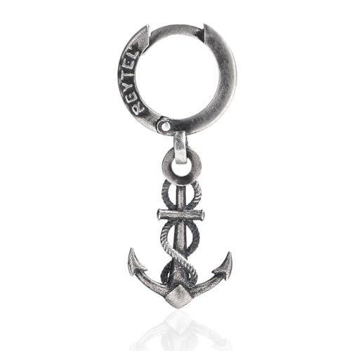 Pendientes de plata de ley 925 con ancla marina para hombre y mujer