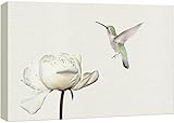 wall26 Canvas Print Wall Art Hummingbird Flies On White Carnation Flower Animals Wildlife Photography Realism Rustic Scenic Nature Chic Colorful for Living Room, Bedroom, Office - 16'x24'