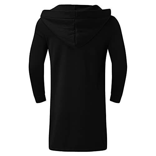 Mens Front Open Hoodies Long Sleeve Cape Cloak Mid-Length Loose 2025 Fashion Streetwear Casual Long Sweatshirt4