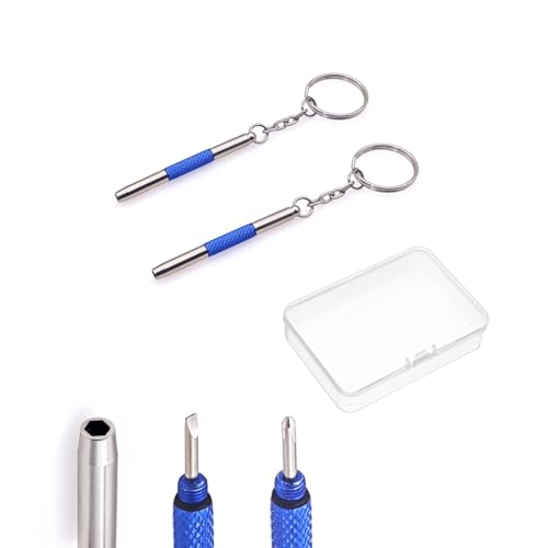 JZK 2x mini lunettes tournevis réparation kit, multifonction petit tournevis précision pour lunettes, porte-clés pour lunettes soleil, bijoux, kit d'outils...