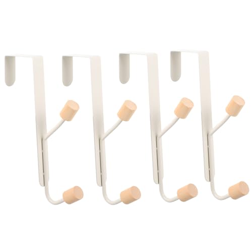 FUNOMOCYA 4pcs Double Hook Hook Behind The Door Wall Hooks for Coats Over The Door Double Hanger Hook Home Hanging Hooks Door Double Hook Door Hanging Hooks Hat Hooks White Carbon Steel