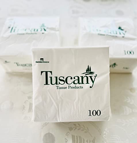 100 Serviettes blanche papier 38x38 en 2 plis 100 % pure Cellulose, effet tissus excellente qualité