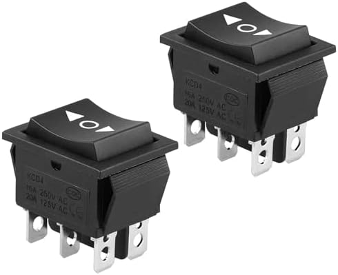 EEEkit 2Pcs Momentary Rocker Switch: DC12V 20A 6 Pin DPDT (ON)/Off/(ON)