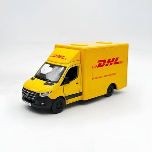 Easy Toys Modellauto kompatibel mit Mercedes Sprinter DHL - maßstabsgetreuer Spielzeugbus mit Türen zum Öffnen - Modellauto