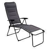 SUNNYFEEL Reclining Folding Camping Chair, Patio Lounge Chairs for Adults, High Back 4 Position Adjustable, Padded Outdoor Lawn Chair for Porch Garde RV Tailgate Sports with Ottoman (Grey)