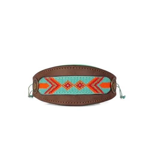 DWAM Hundehalsband – Hundehalsband – Türkis – Leder – S – 22–26 x 4 cm – Paddy Lee Windhund - Halsumfang zwischen 22-26 cm