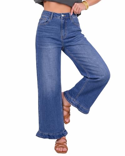  Wide Leg Jeans for Women Ruffle Hem - image 1
