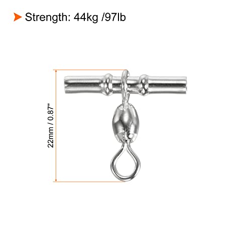 PATIKIL Sleeve Swivel, 10Pcs 97lb Stainless Steel Cross Line 3 Way Fishing Terminal Tackle, Silver - Image 2