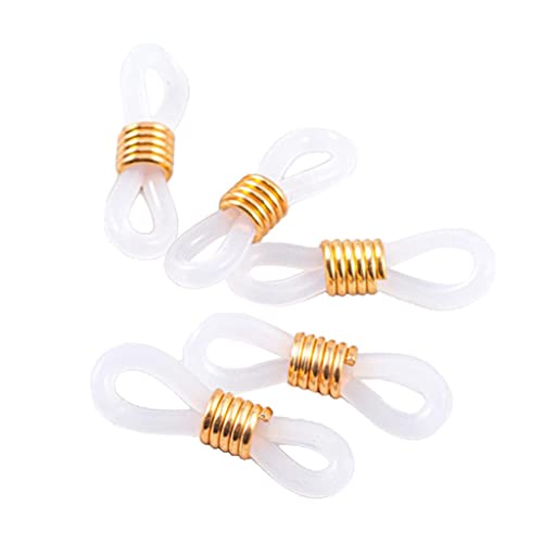 Fancyes 50Pcs Eyeglass String Ends, Sunglasses Chain Strap Ends Connector, White Golden