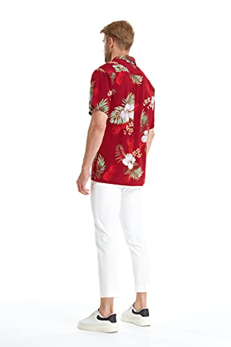 Image of Matchable Family Hawaiian Luau Men Women Girl Boy Clothes in Pineapple Garden Burgundy