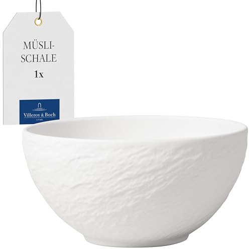 Villeroy & Boch - Manufacture Rock Blanc Müslischale 14 cm Weiß, Spülmaschinenfest, Mikrowellensicher, Schälchen, Kleine Schüssel für Müsli, Snacks oder Dips, Schale, Bol, Geschirr, Premium Porzellan