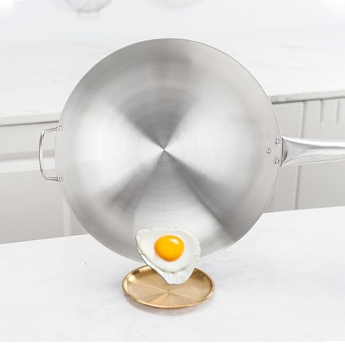 Wok de acero inoxidable con mango de acero antiquemaduras 36 cm miniatura 5