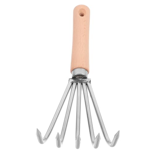 Lurrose Escarificador De Suelo Rastrillo Pequeño Japonés De Acero Inoxidable con Mango Corto para Desherbar y Excavar Jardín Herramienta Manual Cultivadora
