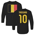 SWEET LEMONS Belgium Soccer Pride Trossard 10 Jersey Style 2-Sided Youth Long Sleeve T-Shirt (Black, Youth X-Large)