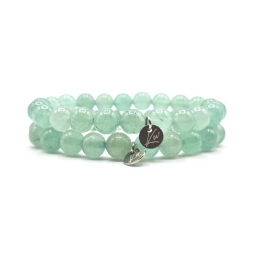 KARDINAL WEIST aventurina pulsera, cuentas de piedras preciosas, joyas para hombres y mujeres, serenidad - optimismo - felicidad (XS, aventurina - doble paquete) Cover