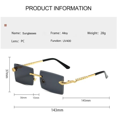 Rimless Rectangle Sunglasses Gradient Shades UV4002