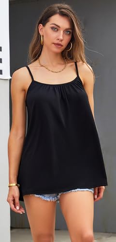 Plus Size Tank Top for Women Summer Casual Spaghetti Strap Camisole Loose Fit Sleeveless Tunic Blouses4