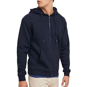 JACK & JONES Jjebradley Sweat À Capuche Zippé Noos Homme Veste Sweat-Shirt, Navy Blazer, M