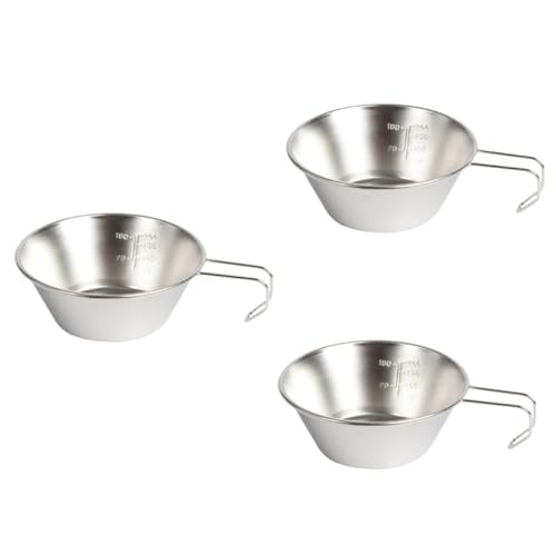 ibasenice 3pcs Collapsible Water Bowl Camping Bowl Stainless Steel Wine Cup Compact Picnic Accessory