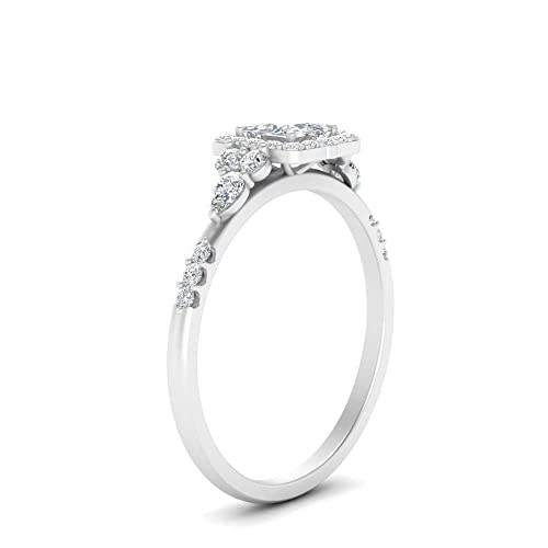 Image of Choose Your Color 925 Sterling Silver Princess Shape Petite Engagement Rings Halo Edwardian Engagement Ring Everyday Wedding Jewelry Handmade Gifts for Wife : US Size 4 to 12
