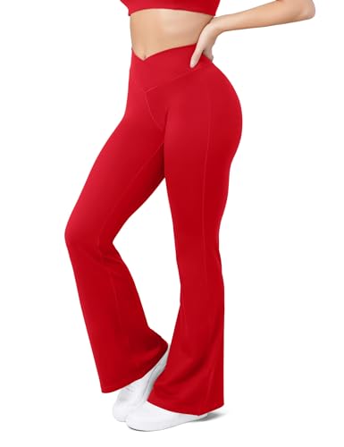 Image of HEGALY Women's Flare Yoga Pants - Crossover Flare Leggings Buttery Soft High Waisted Workout Casual Bootcut Pants