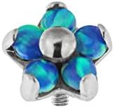 5 Opal Stones Flower G23 Grade Titanium Top Dermal Anchor Jewelry