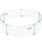 APROMISE Fire Pit Wind Guard - 33" x 7" Round Fire Pit Glass Wind Guard | Clear Tempered Glass Wi...
