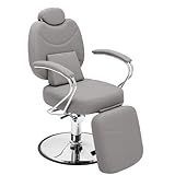 Multi-Functional Beauty Salon Barber Chair for Long Beauty Sessions and a Variety of Services Such As Haircuts, Shaving, Skincare Treatments, Tattoo Shop,and Makeup (Grey)
