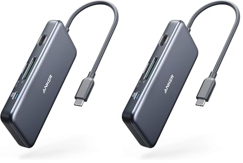 Image of Anker USB C Hub (7-in-1), with 4K HDMI, 85W Power Delivery, USB-C and 2 USB-A 5Gbps Data Ports, microSD and SD Card Reader, for MacBook Air, MacBook Pro, XPS, and More (Pack of 2)