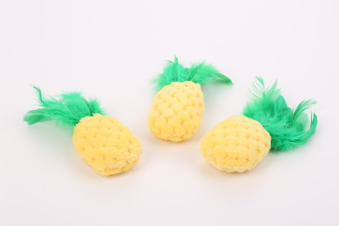 BWESOO Pineapple Shape Cat Chew Toy - Catnip Molar Toys Teeth Cleaning Toy Pet Bite Resistant Pet Supplies,Fun Toy for Exercise Interactive Plush Playing Toy for Cat Kitten Yellow 4