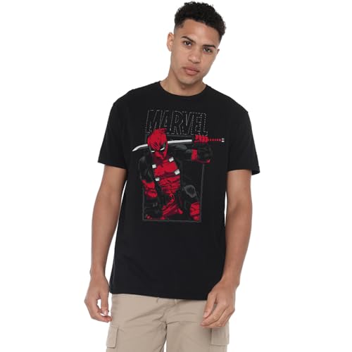 Marvel Deadpool svärd t-shirt för män, Svart, XXL