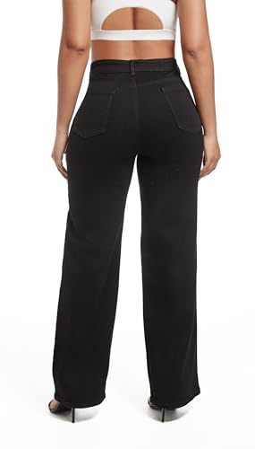 Aodrusa Ripped Wide Leg Jeans for Women Mom Baggy Straight Leg Stretchy Boyfriend Trendy Trouser Denim Pants4