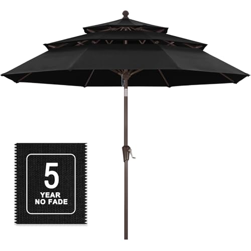Image of MASTERCANOPY 9ft 3-Tier Olefin Patio Umbrella, Black