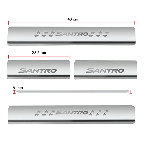 Image of AC Door Sill /Foot Step Stainless Steel Scuff Plate Plates Compatible with Hyundai Santro New 2018 (Set of 4 Pcs)