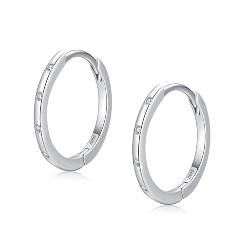 Créoles argent femme au serti d'oxydes de zirconium délicat finition joaillerie