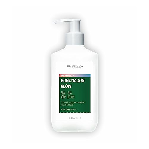 Image of THE LOVE CO. Honeymoon AHA + BHA Body Lotion - Nourishing Formula for Dry Skin - Women & Men - Enhanced with Jojoba Oil, Shea Butter, Vitamin E - 250Ml - Best for Daily Moisturizing (AHA + BHA)