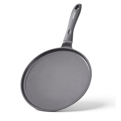 Image of JEETEE Nonstick Crepe Pan, 9.5 Inch Titanium Pancake Pan, Healthy Non-Toxic Flat Tawa Dosa Tortilla Pan for All Stovetops including Induction, PTFE & PFOA Free