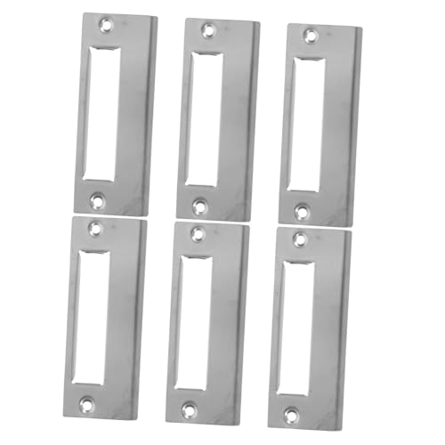 Ipetboom ドアストライクプレート6個:交換用ステンレススチール製ドアロックバックプレートユニバーサルドアラッチストライカープレート木製ドア用