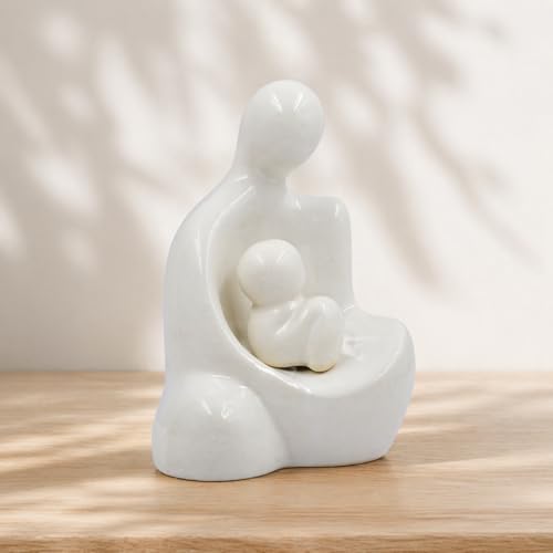 Image of CraftVatika Mother Baby Statue Showpiece Gift, Ceramic Mother Baby Figurine, motherr Child Statue, Home Decor Items, House Warming Gifts Mother's Day, Baby Shower Gifts for Mom to be