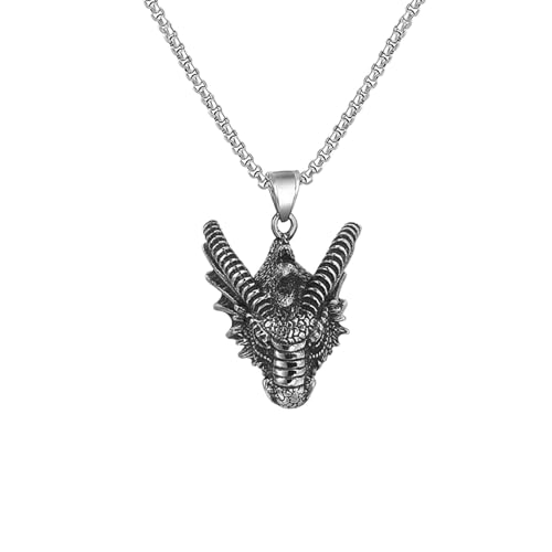 Collier tête de dragon viking homme le cadeau idéal avec chaîne épaisse et pendentif totem