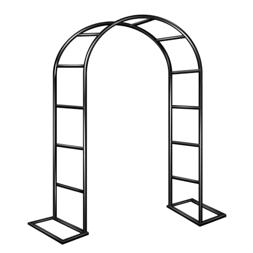 屋外フラワーアーチ 錆び ない ガーデンアーチ 金属製 ローズトレリス ぶどう棚 藤棚 パーゴラ 組立キット 薔薇アーチ 幅 80cm 140cm 180cm 200cm 240cm 280cm 300cm 350cm(黒,W140 X H230cm)
