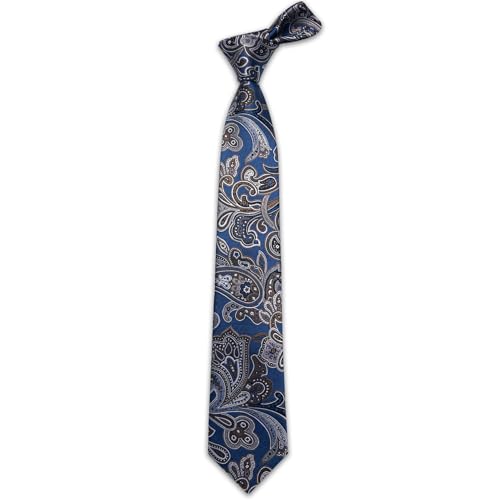 Image of YourTies Silk Paisley Floral Tie and Pocket Square Cufflinks with Lapel Pin Sets for Men 5PC Wedding Party